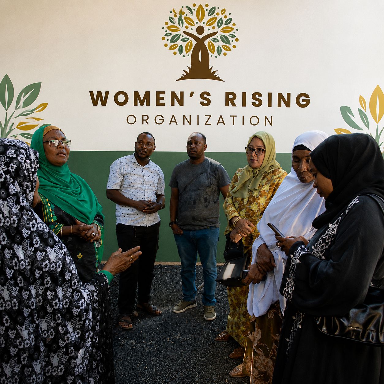 Members receiving roofing materials at the Women's Rising Organization